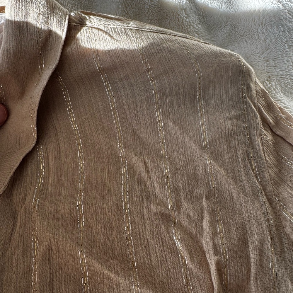 Express Beige Button-Down Shirt - Picture 4 of 4